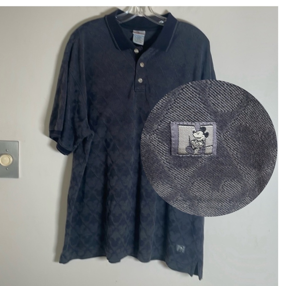 The Disney Store Mickey Mouse Men's Polo shirt  Geometric Print XL Big tall VTG